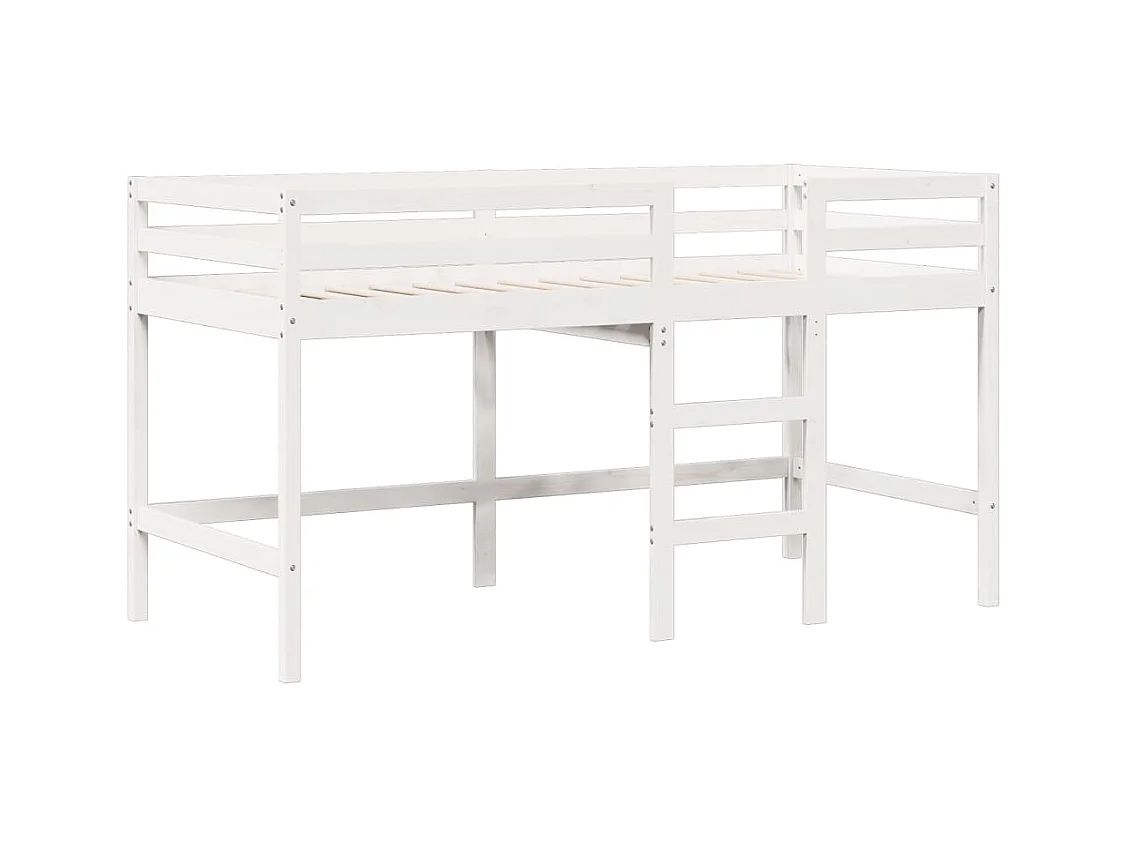 Lit haut sans matelas blanc 90x190 cm bois de pin massif