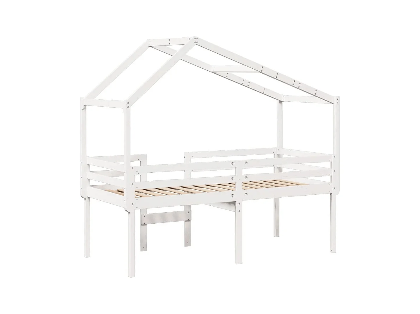 Lit haut sans matelas blanc 90x190 cm bois de pin massif