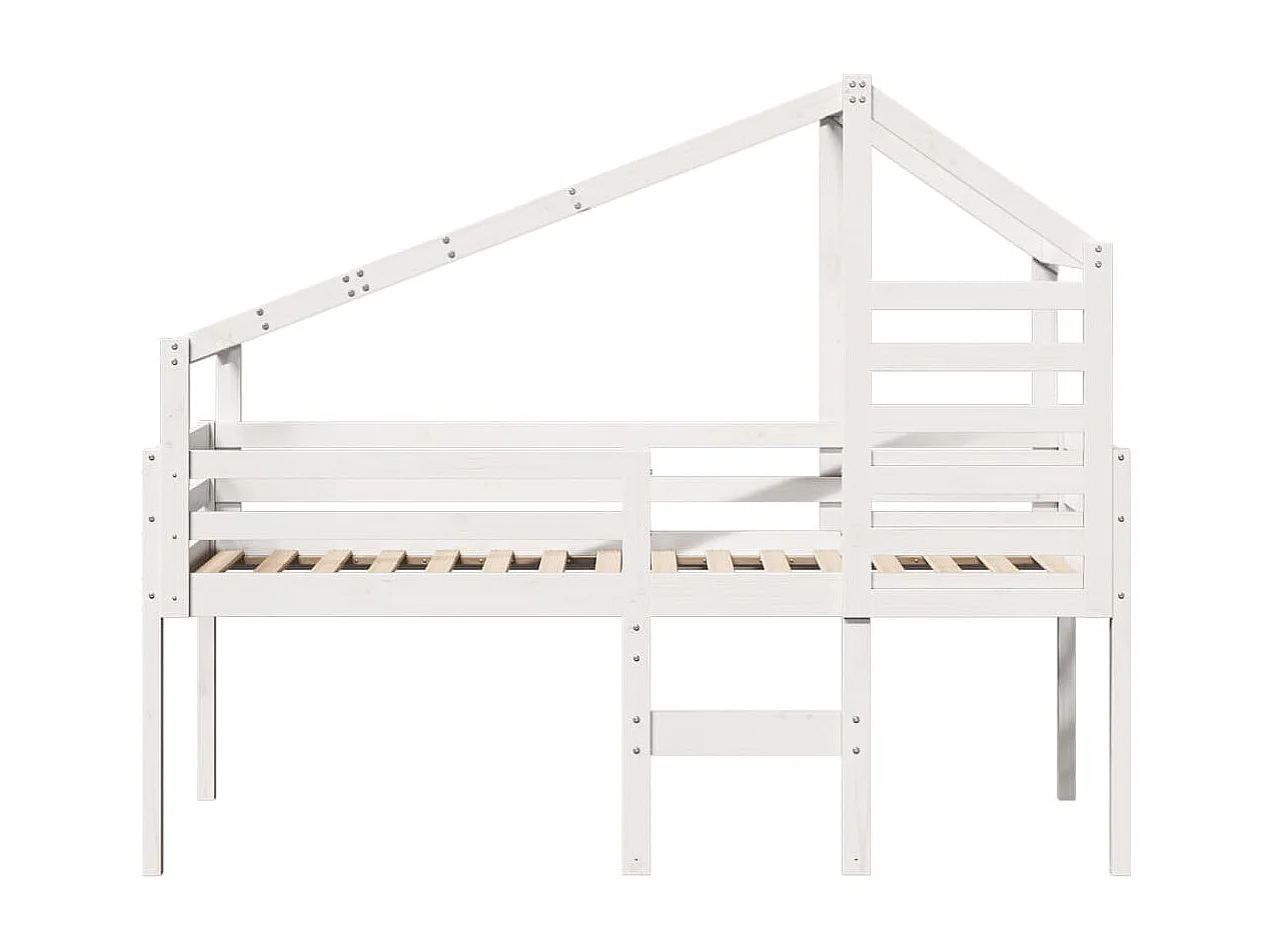 Lit haut sans matelas blanc 80x200 cm bois de pin massif