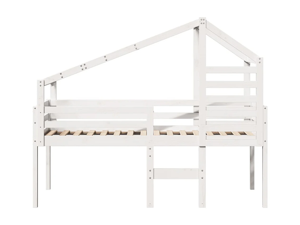 Lit haut sans matelas blanc 80x200 cm bois de pin massif