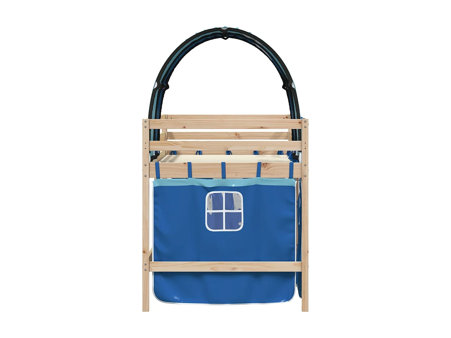 Kinderhoogslaper met tunnel 90x200 cm massief grenenhout blauw