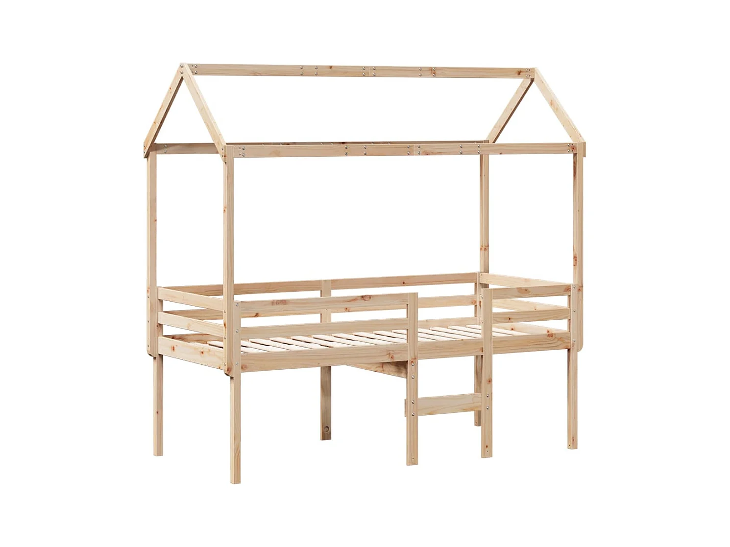 Lit haut sans matelas 90x190 cm bois de pin massif