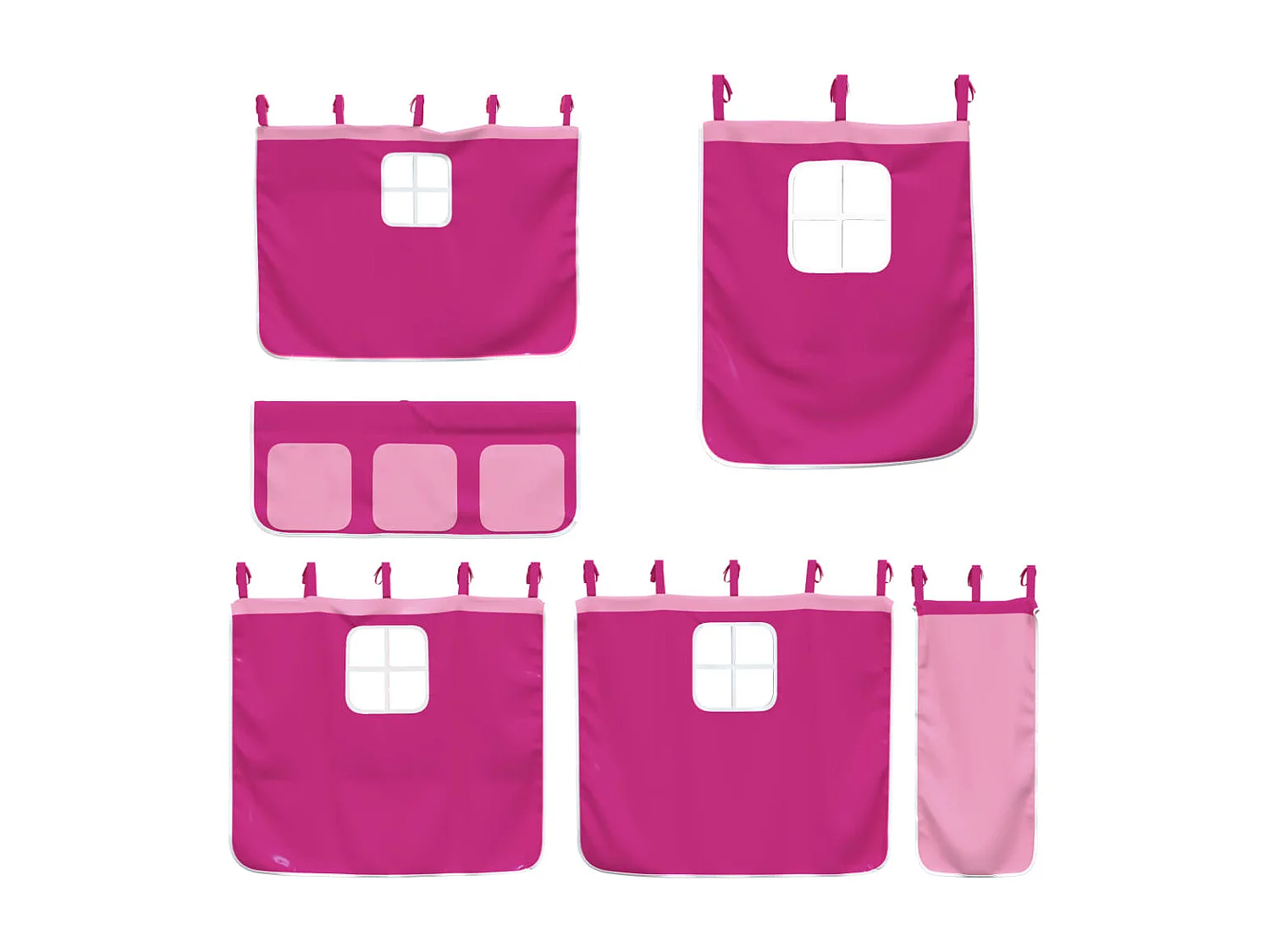 Lit mezzanine enfants et rideaux rose 90x200cm bois pin massif