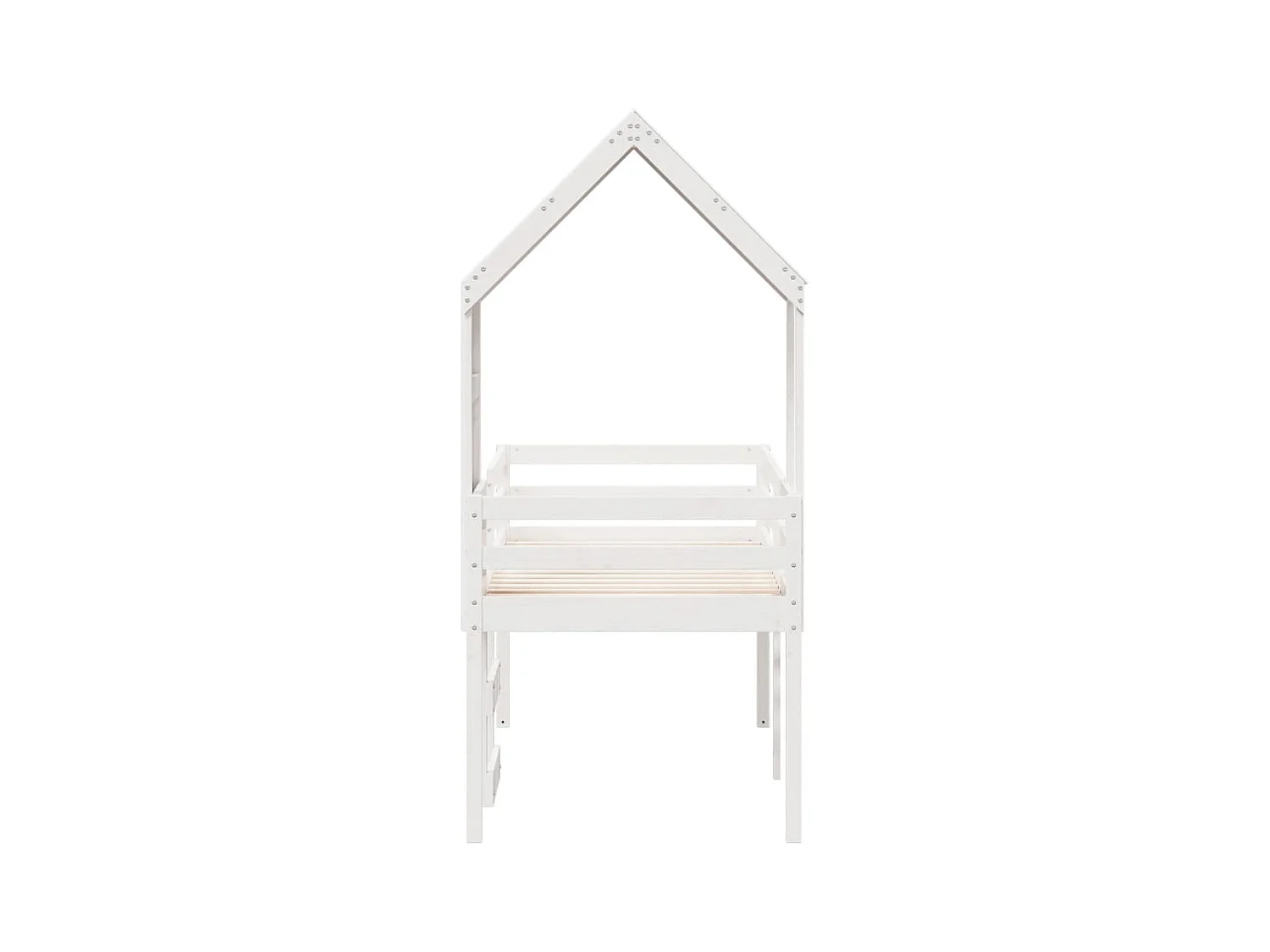 Hochbett mit Dach Weiß 90x190 cm Massivholz Kiefer