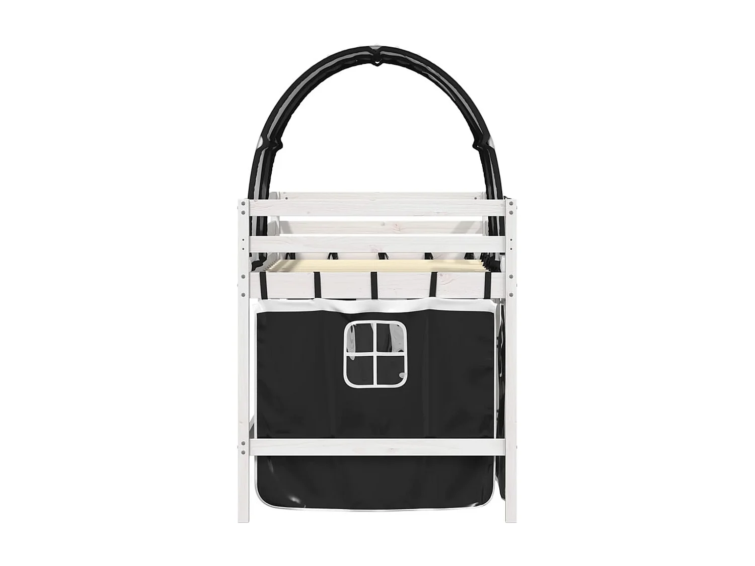 Kinderhochbett mit Tunnel Weiß & Schwarz 80x200 cm Kiefernholz