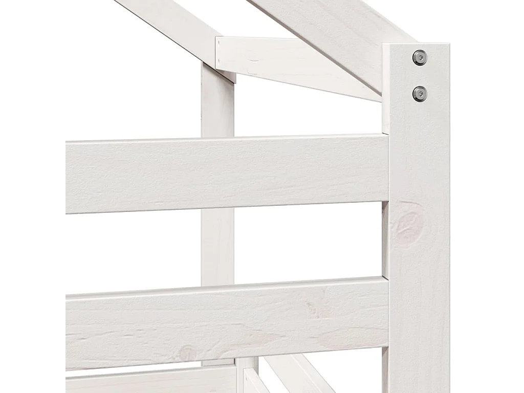 Lit haut sans matelas blanc 90x200 cm bois de pin massif