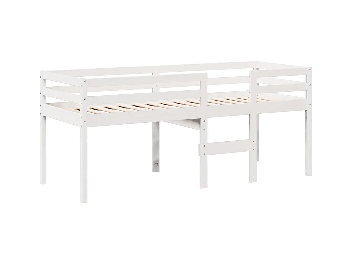 Letto a Soppalco con Tetto Bianco 90x200 cm in Legno di Pino