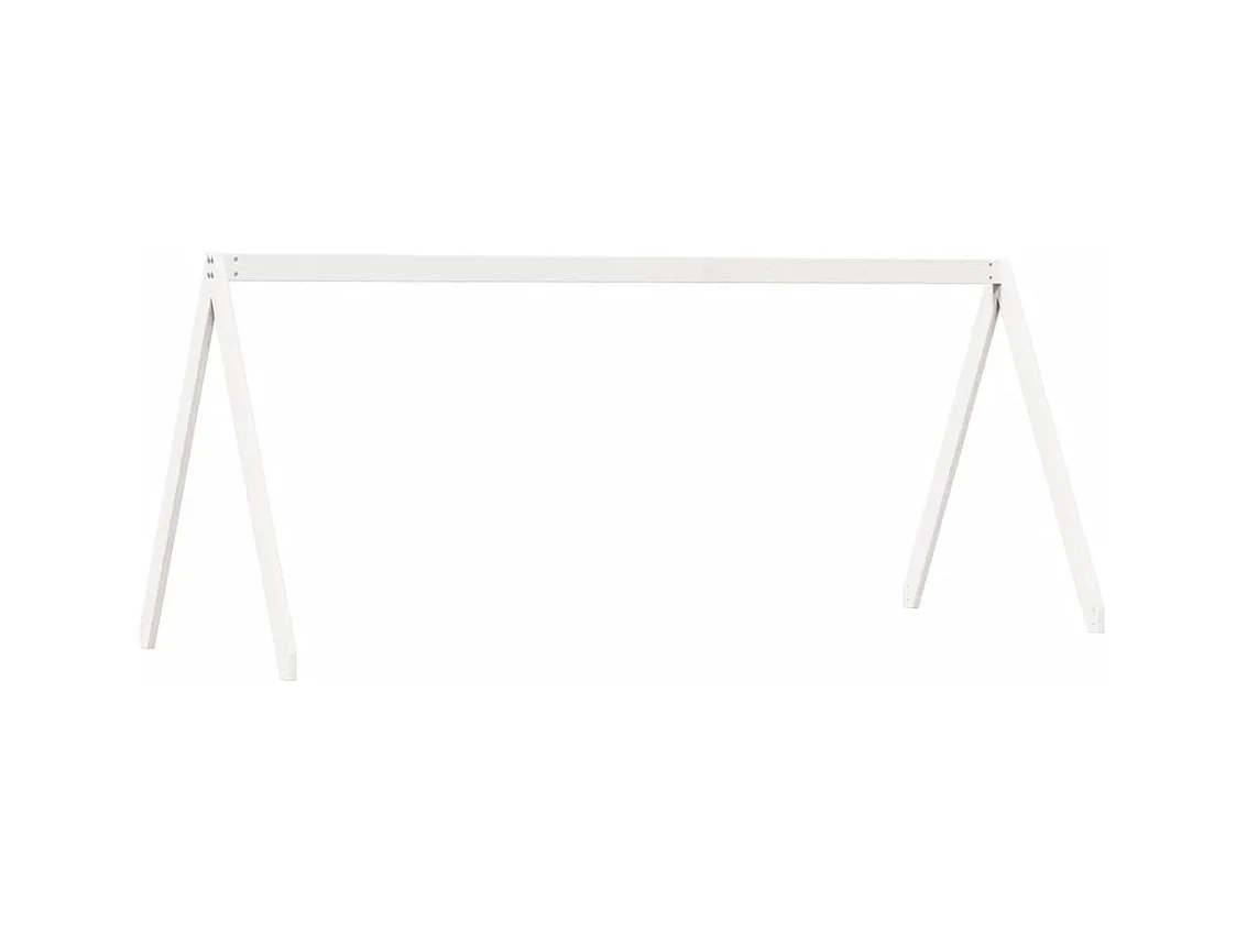 Letto a Soppalco con Tetto Bianco 90x200 cm in Legno di Pino