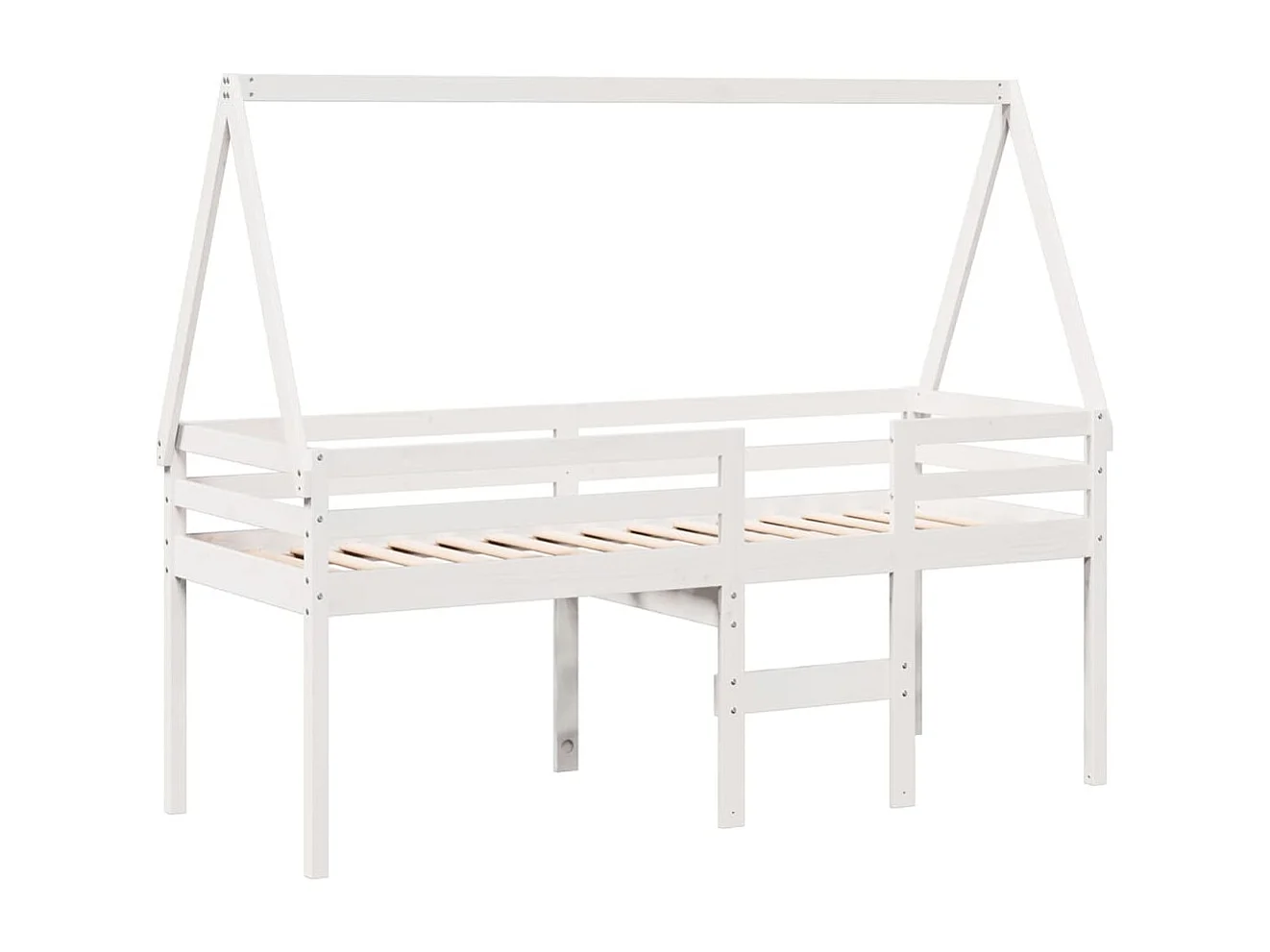 Lit haut sans matelas blanc 90x200 cm bois de pin massif