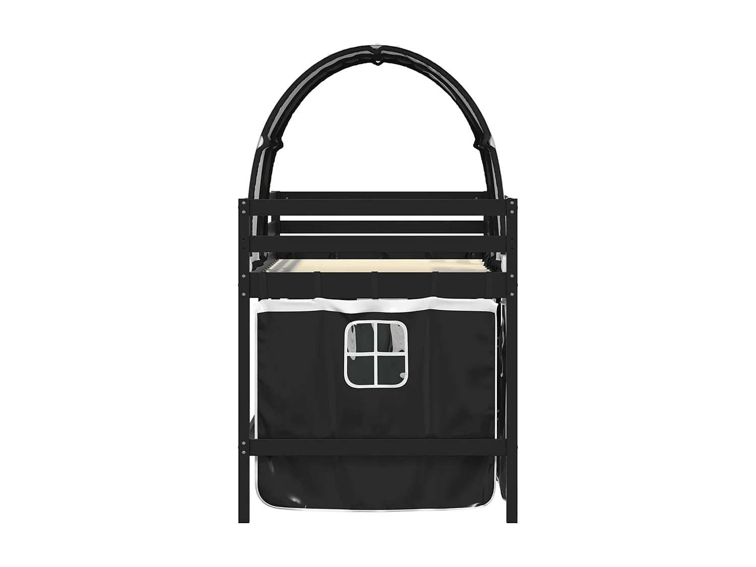 Letto a Soppalco con Tunnel Bambini Bianco e Nero 90x200cm Pino