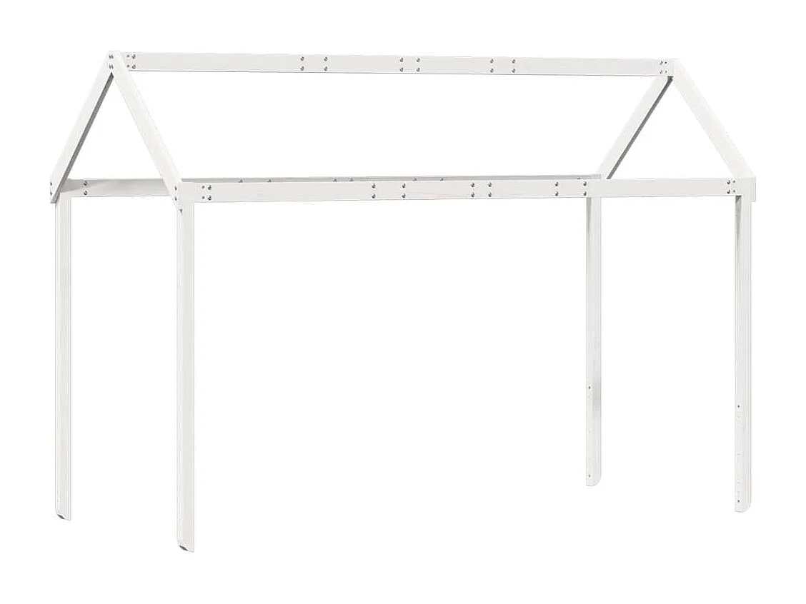 Letto a Soppalco con Tetto Bianco 90x200 cm in Legno di Pino