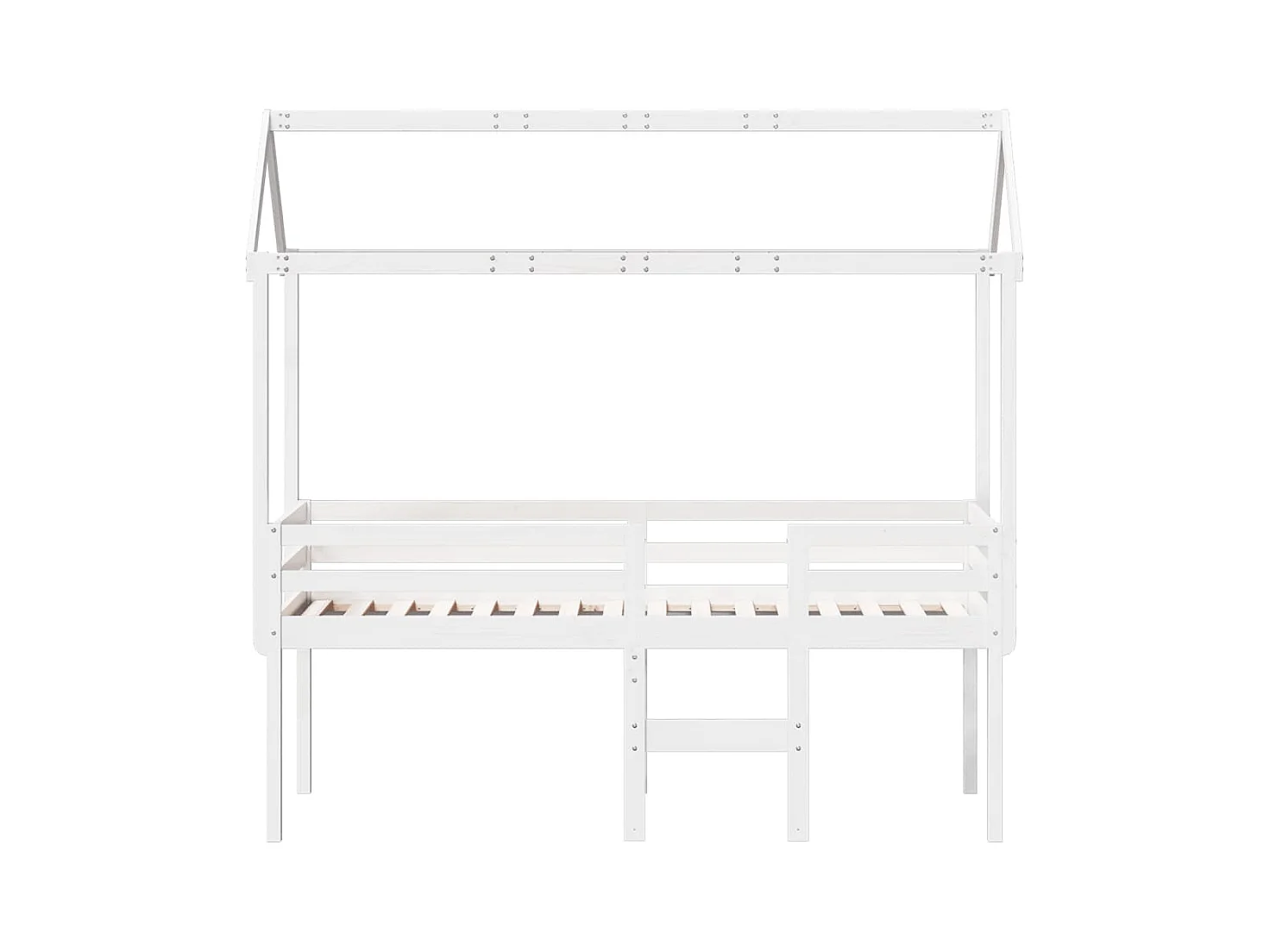 Lit haut sans matelas blanc 90x200 cm bois de pin massif