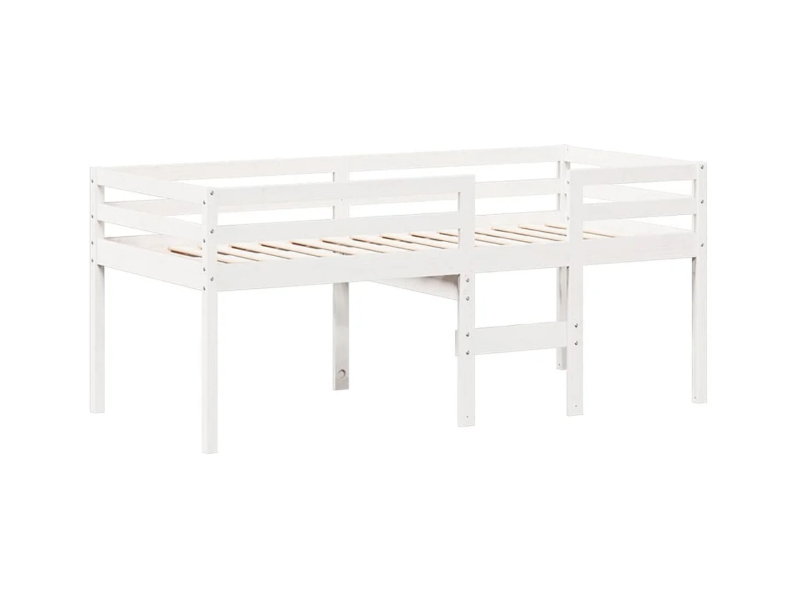 Lit haut sans matelas blanc 90x200 cm bois de pin massif