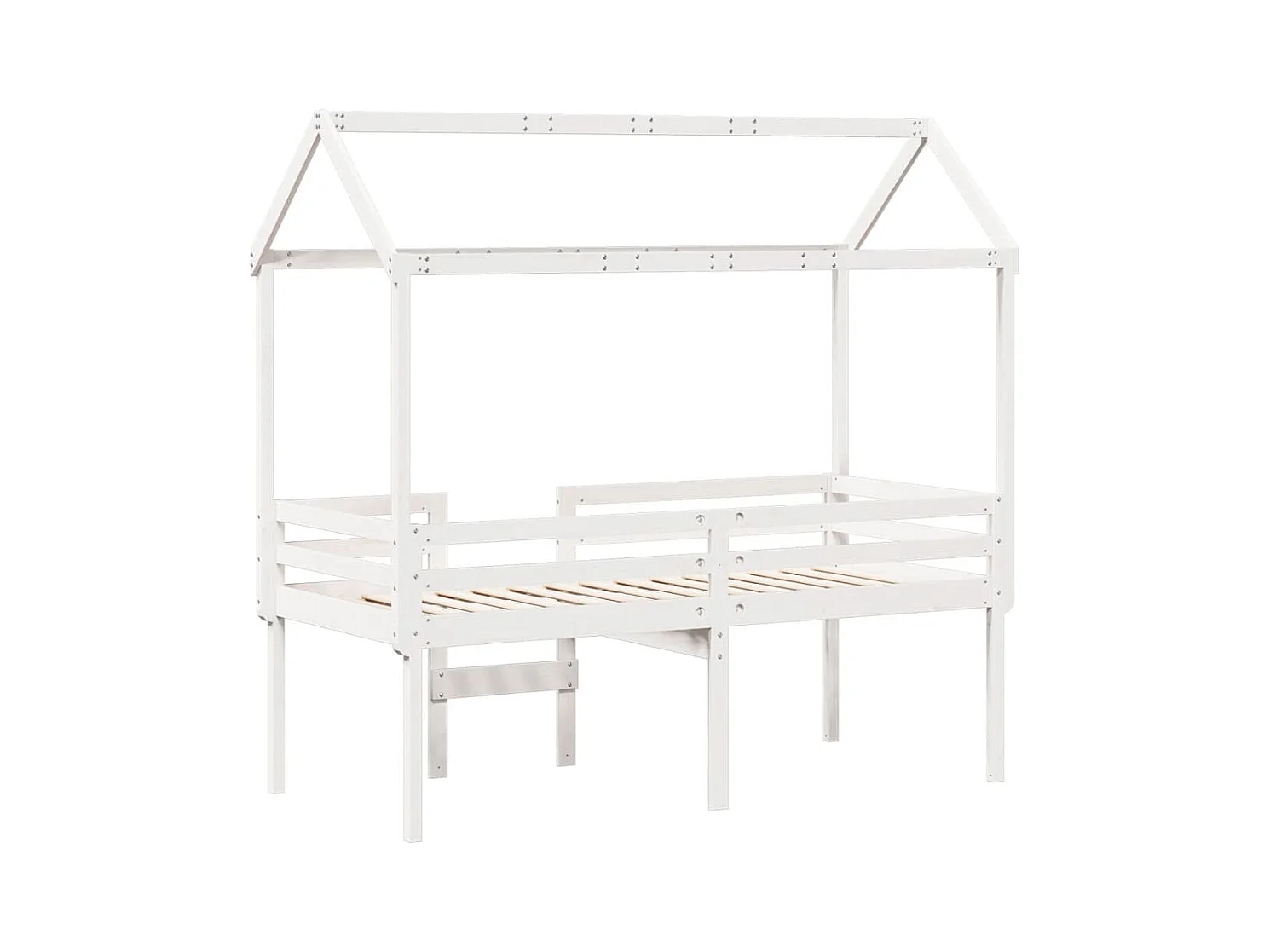 Lit haut sans matelas blanc 90x200 cm bois de pin massif