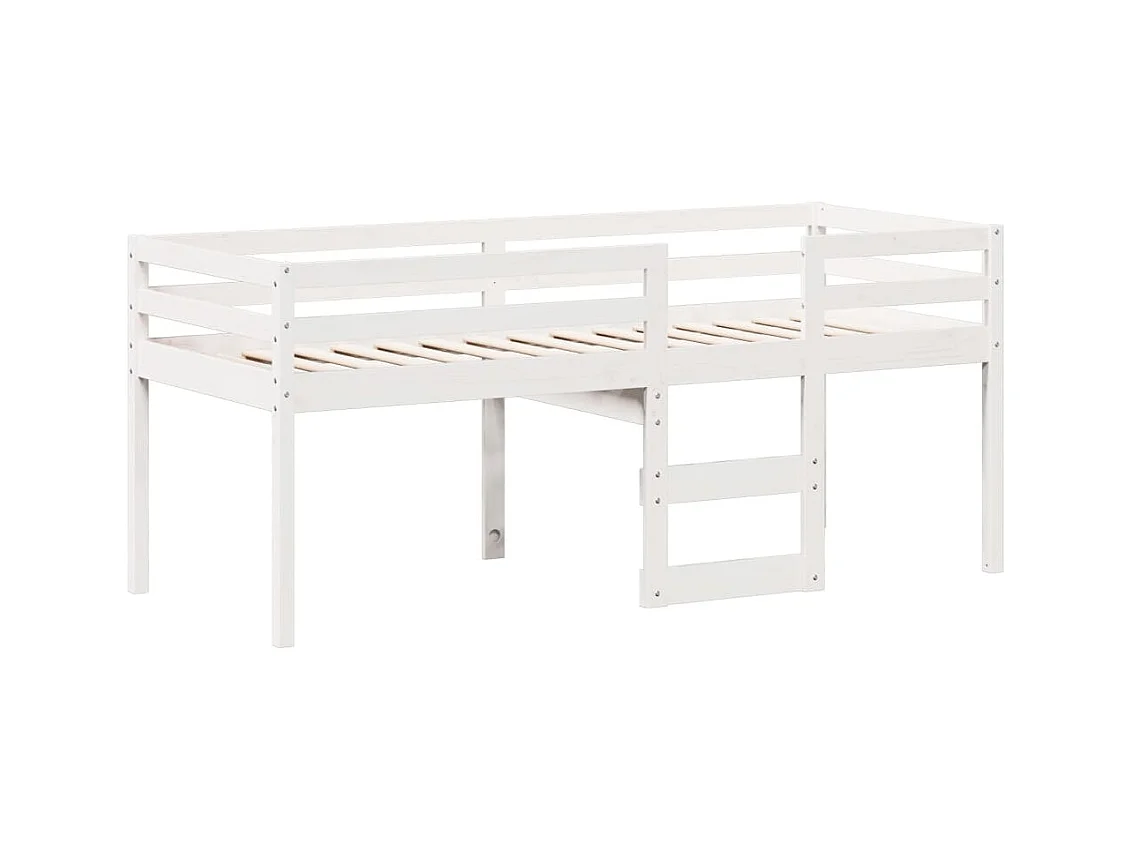 Letto a Soppalco con Tetto Bianco 75x190 cm in Legno di Pino