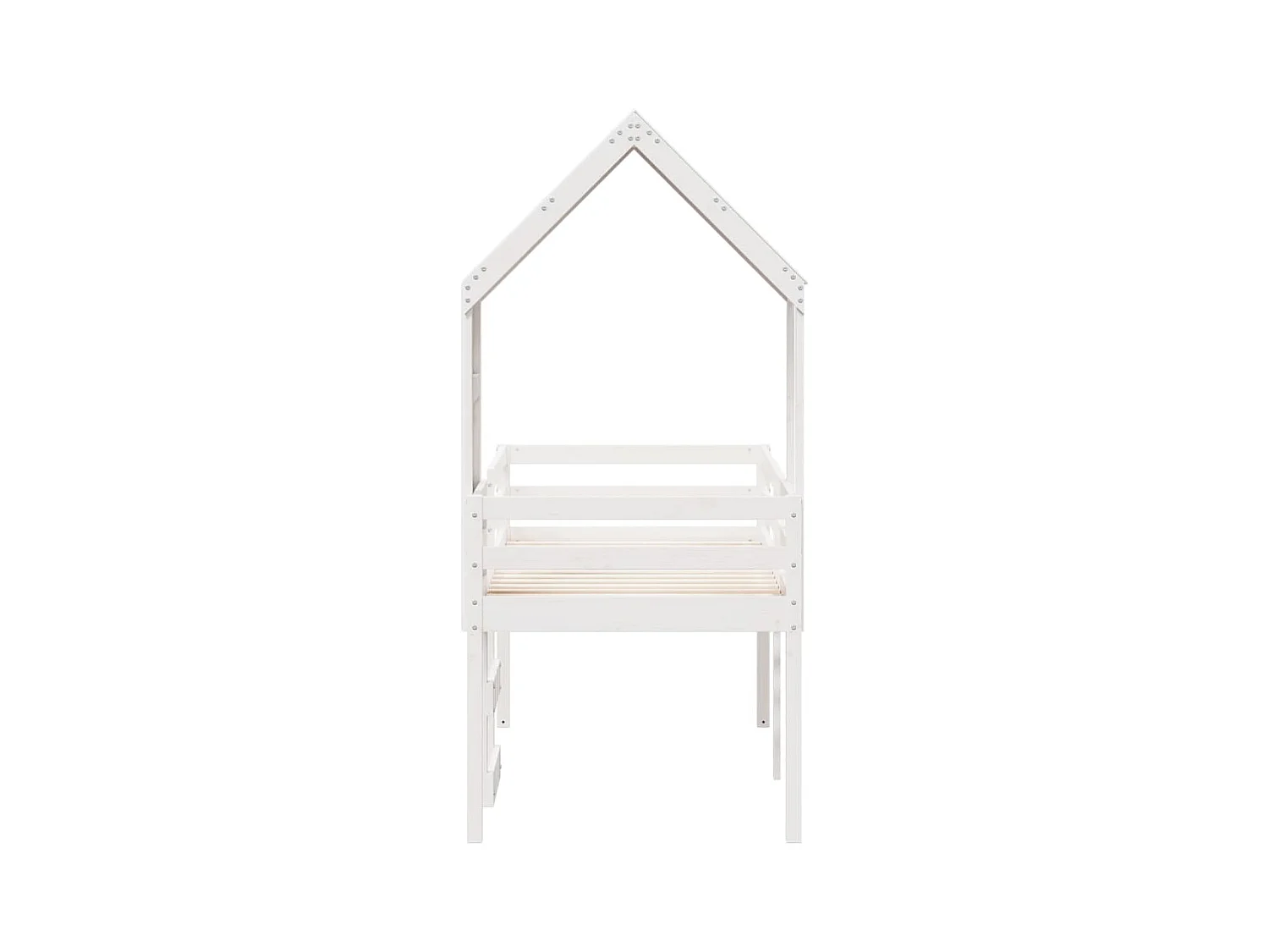 Letto a Soppalco con Tetto Bianco 75x190 cm in Legno di Pino