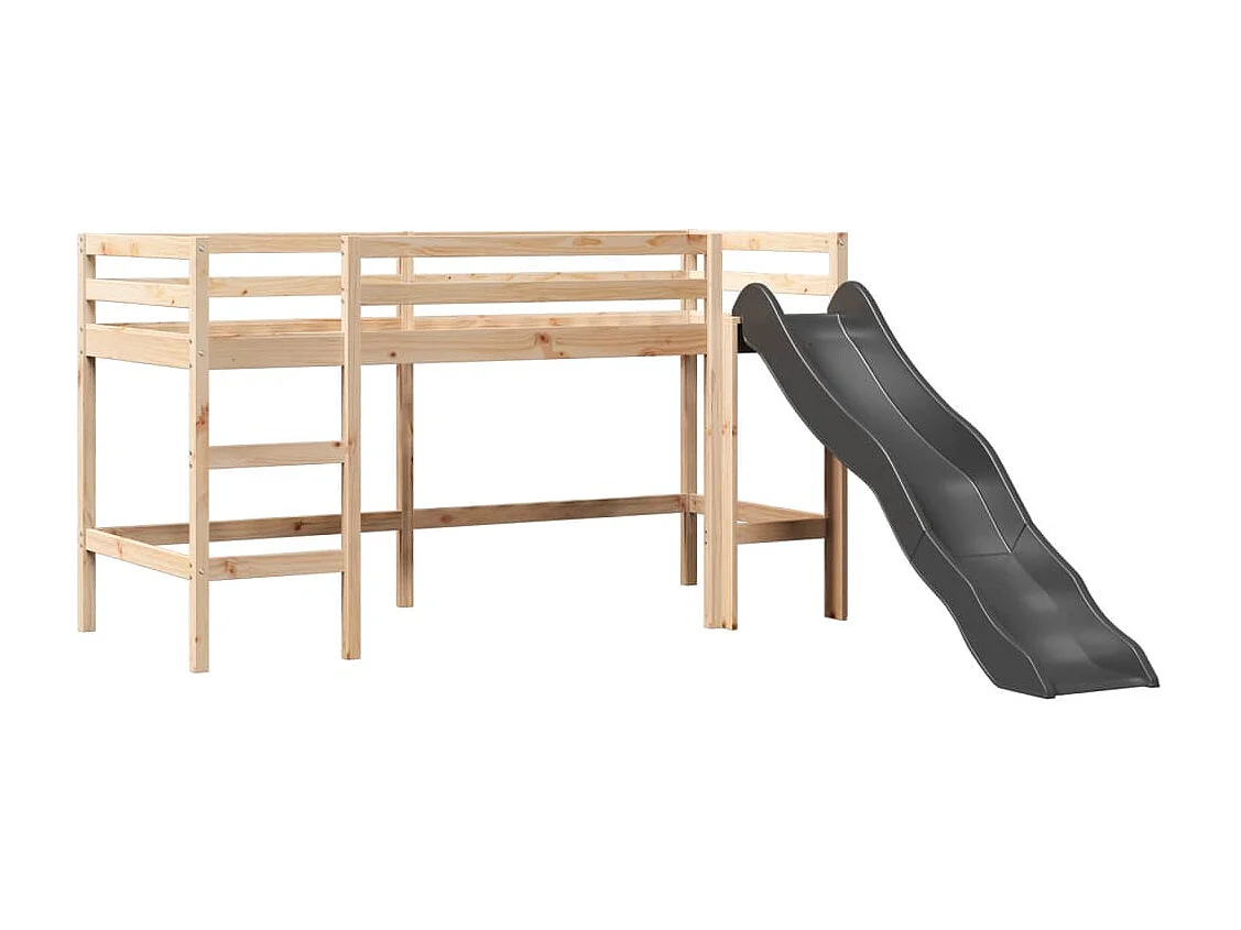 Lit mezzanine enfants et tunnel blanc/noir 90x190 cm pin massif
