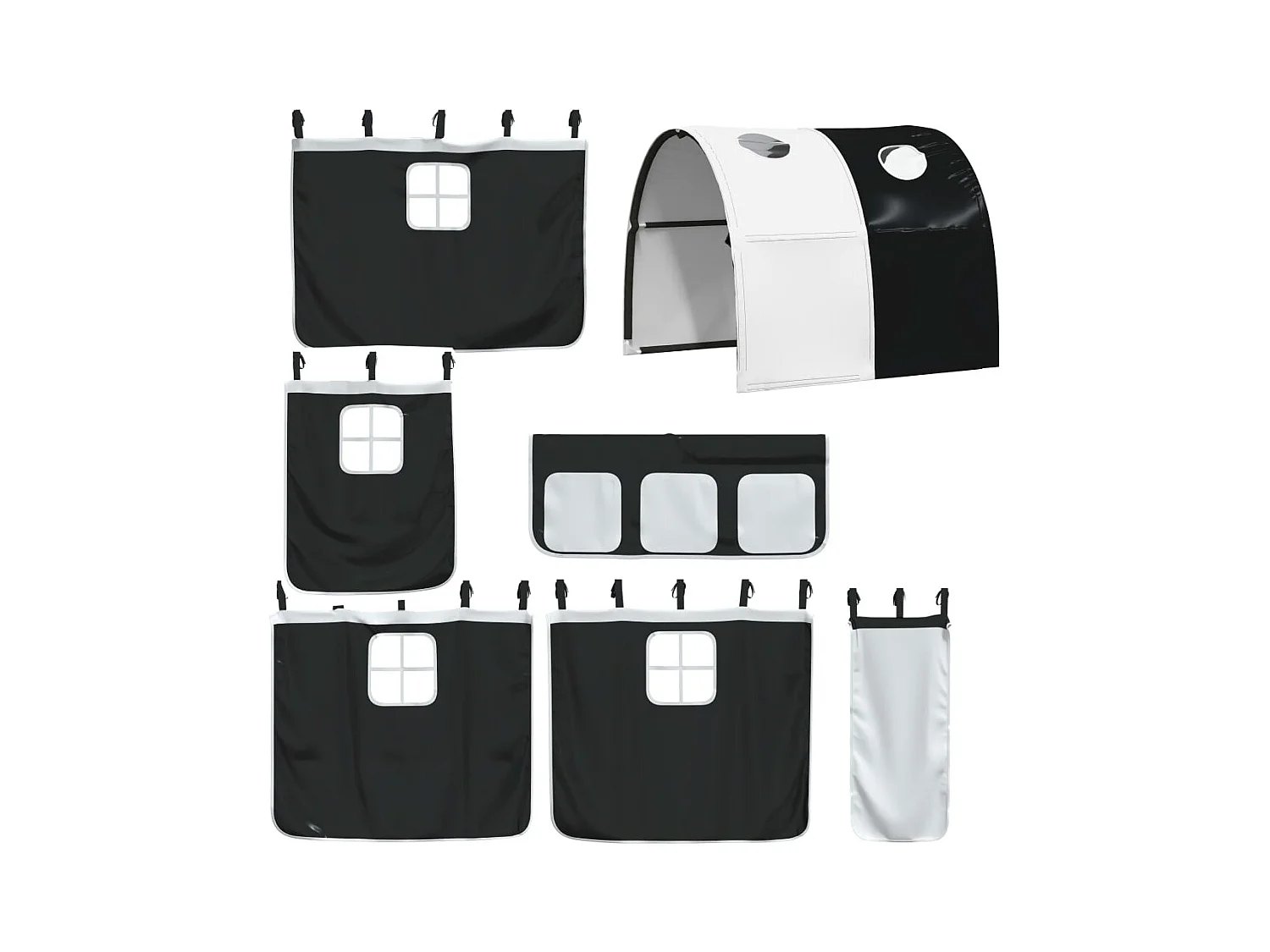 Letto a Soppalco con Tunnel Bambini Bianco e Nero 90x200cm Pino