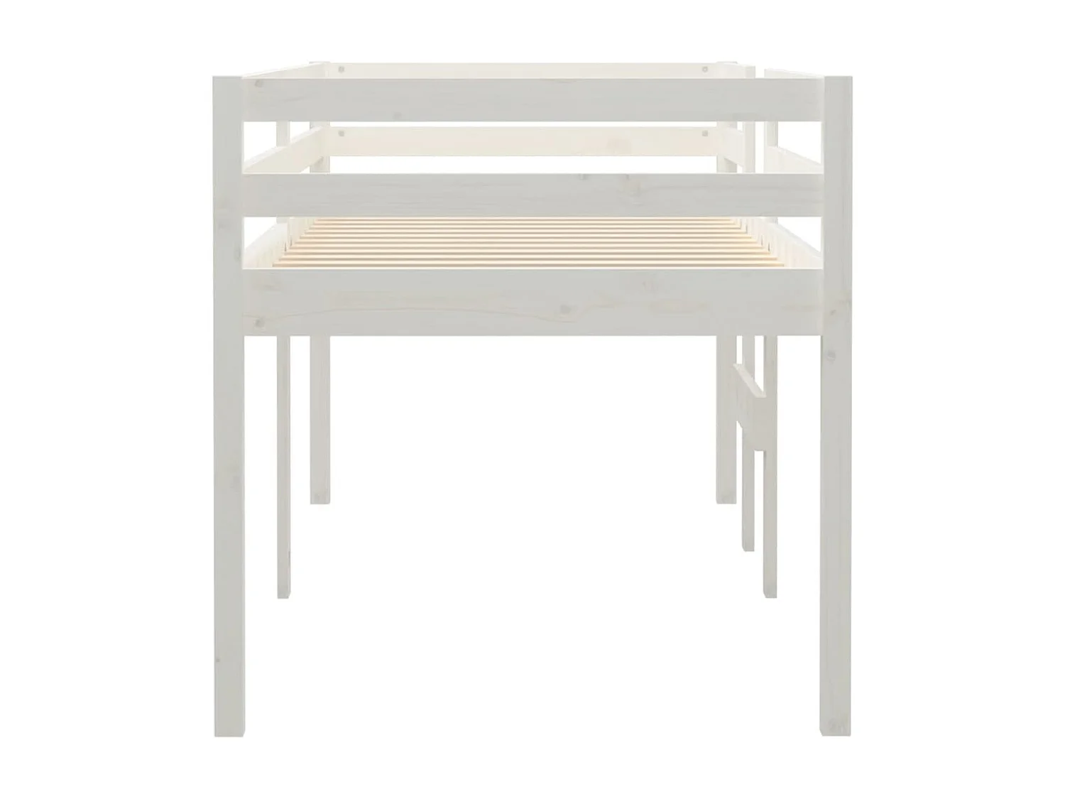 Lit haut sans matelas blanc 90x190 cm bois de pin massif