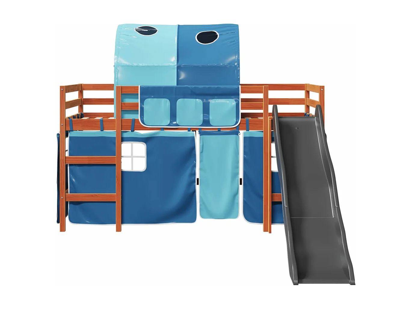 Cama alta para niños con túnel madera pino azul 90x190 cm
