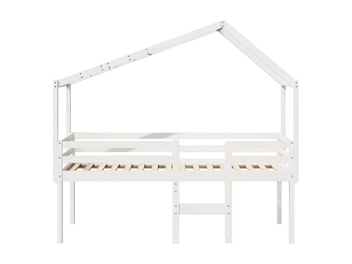 Lit haut sans matelas blanc 75x190 cm bois de pin massif