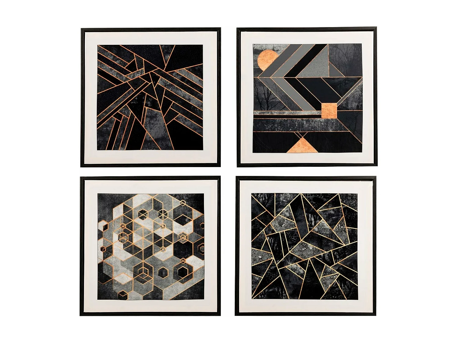 Set 4 Cuadros Impresion Abstracto 40x2,8x40 Cm