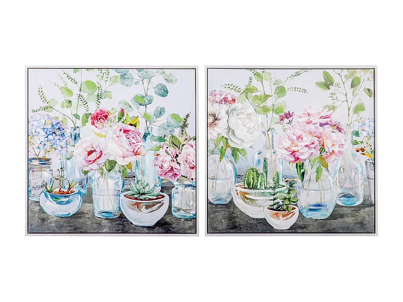 Set 2 Cuadros Floreros Con Marco 40% Pm 63x3x63 Cm