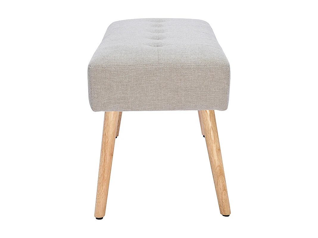 Banco nórdico capitoné de tela efecto aterciopelado texturizado beige y madera clara 96 cm GUESTA