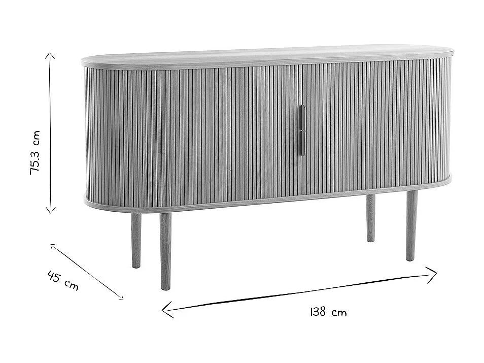 Credenza vintage in legno scuro noce 2 ante scorrevoli L138 cm EPIC