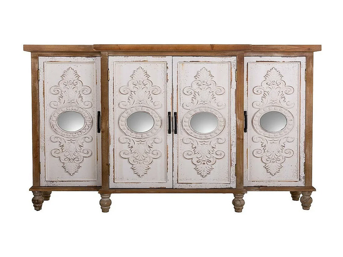 MESA DE MADEIRA CARVÃO 4 PORTAS 154x35x87h cm