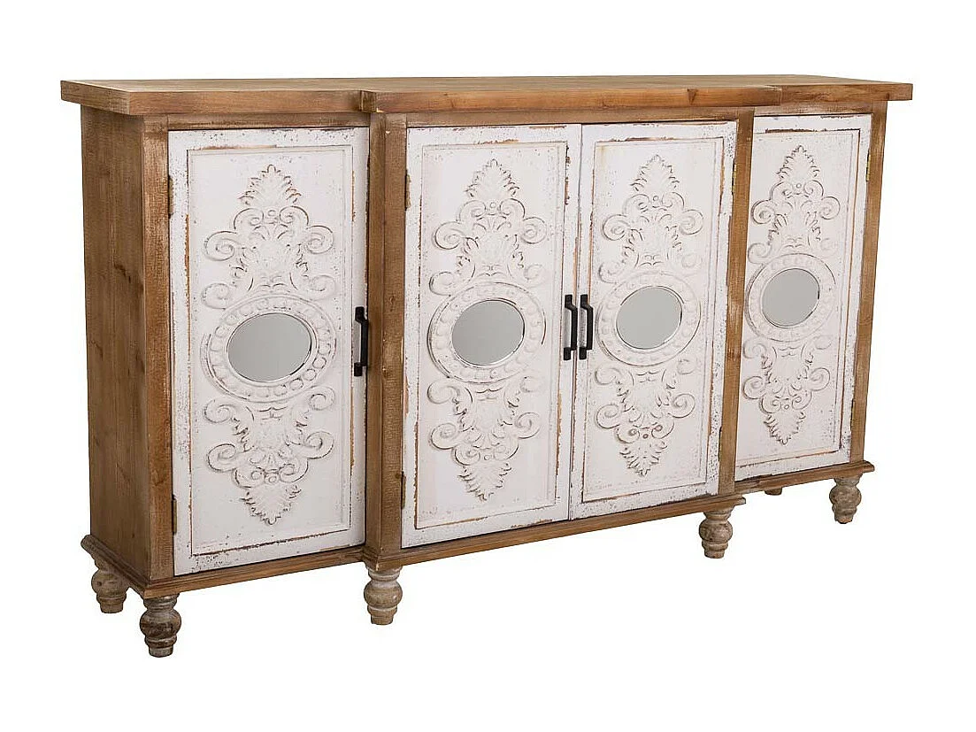 MESA DE MADEIRA CARVÃO 4 PORTAS 154x35x87h cm