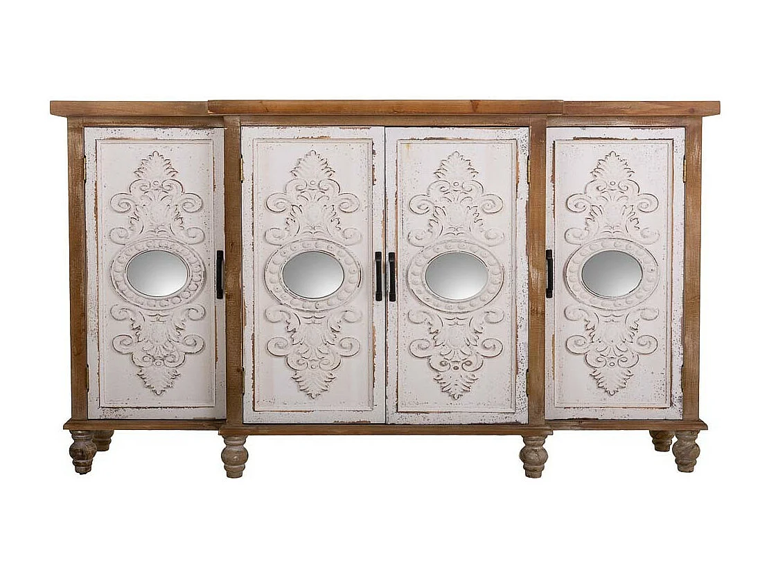 MESA DE MADEIRA CARVÃO 4 PORTAS 154x35x87h cm