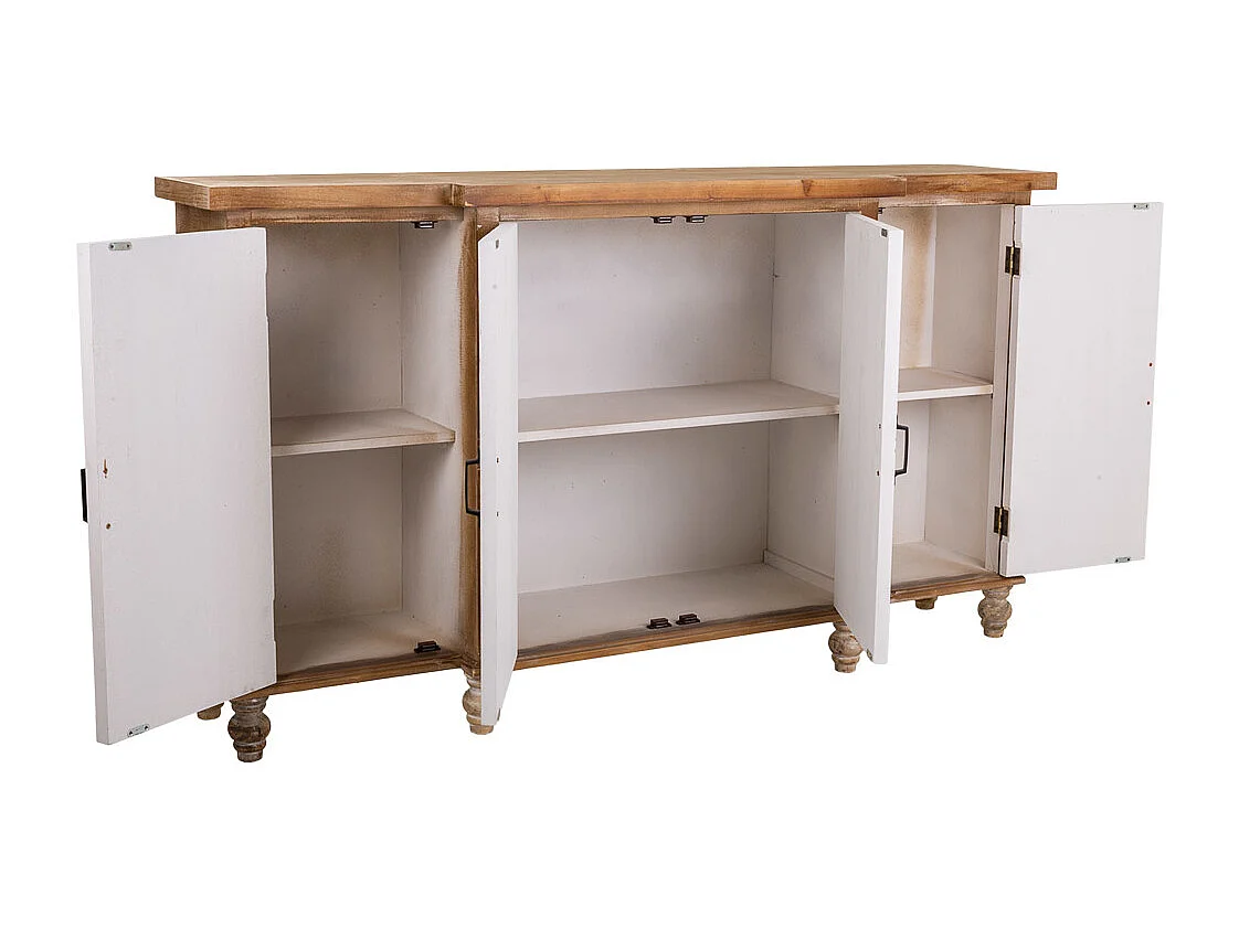 MESA DE MADEIRA CARVÃO 4 PORTAS 154x35x87h cm