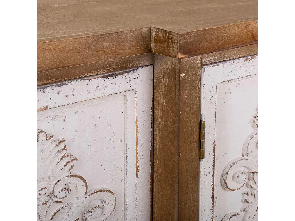 MESA DE MADEIRA CARVÃO 4 PORTAS 154x35x87h cm