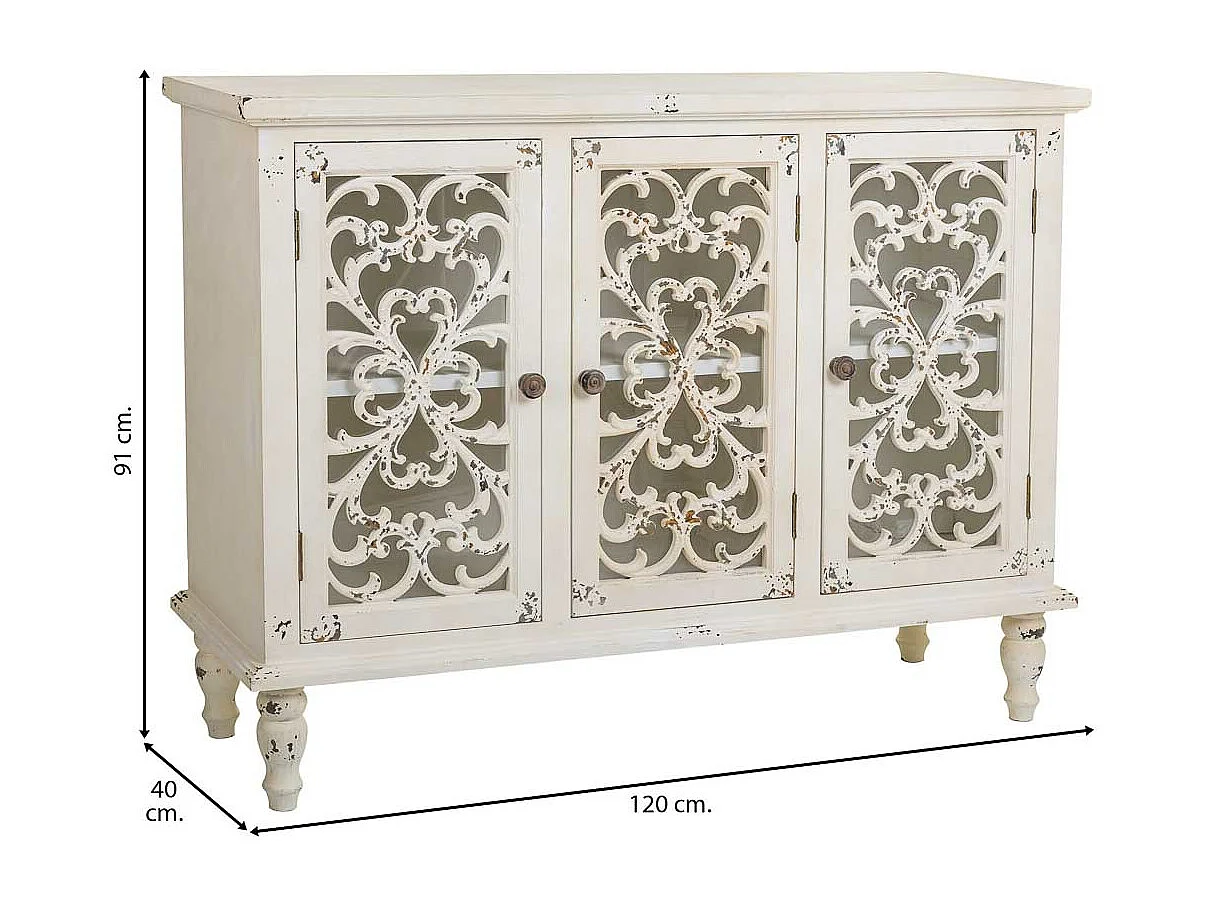 Aparador em madeira branca 120x40x91