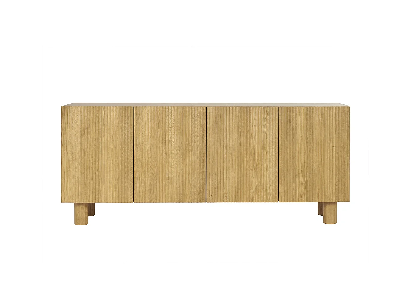 Buffet design en bois clair chêne massif gravé 4 portes L180 cm GOSHI