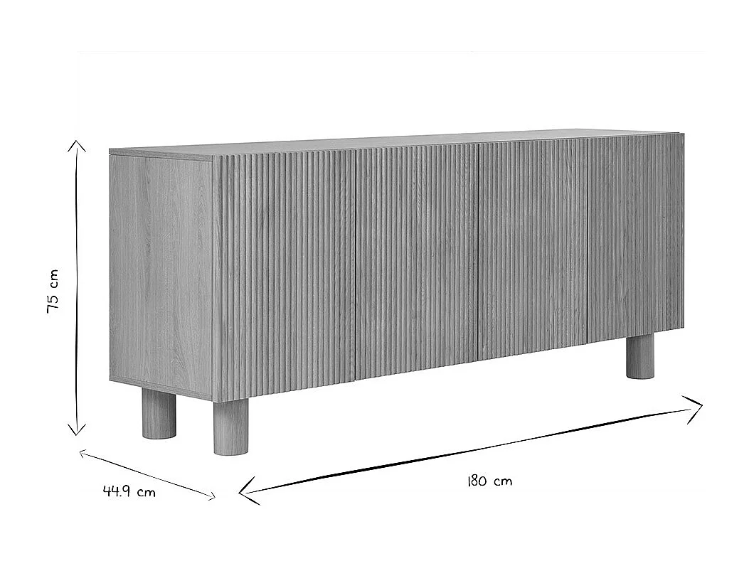 Aparador de 4 puertas roble macizo claro 180 cm GOSHI