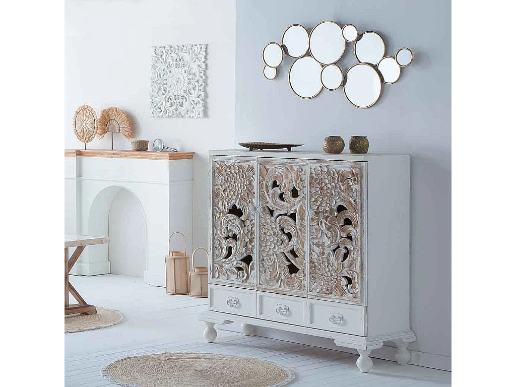 Buffet en bois blanc 115x43x110h