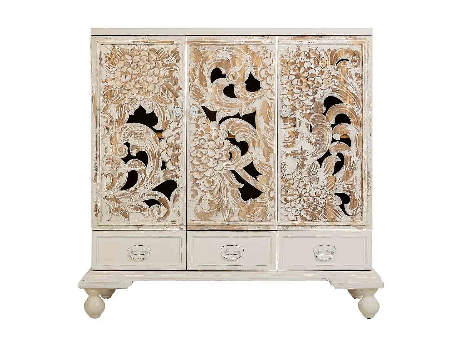 Buffet en bois blanc 115x43x110h