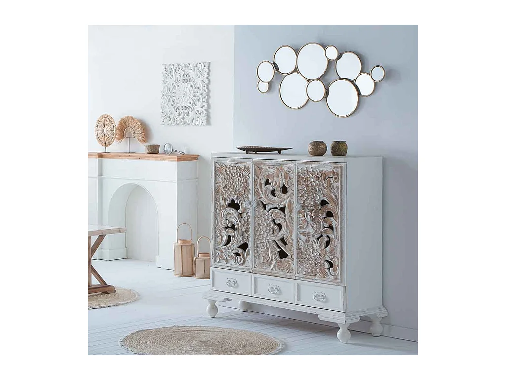 Buffet en bois blanc 115x43x110h