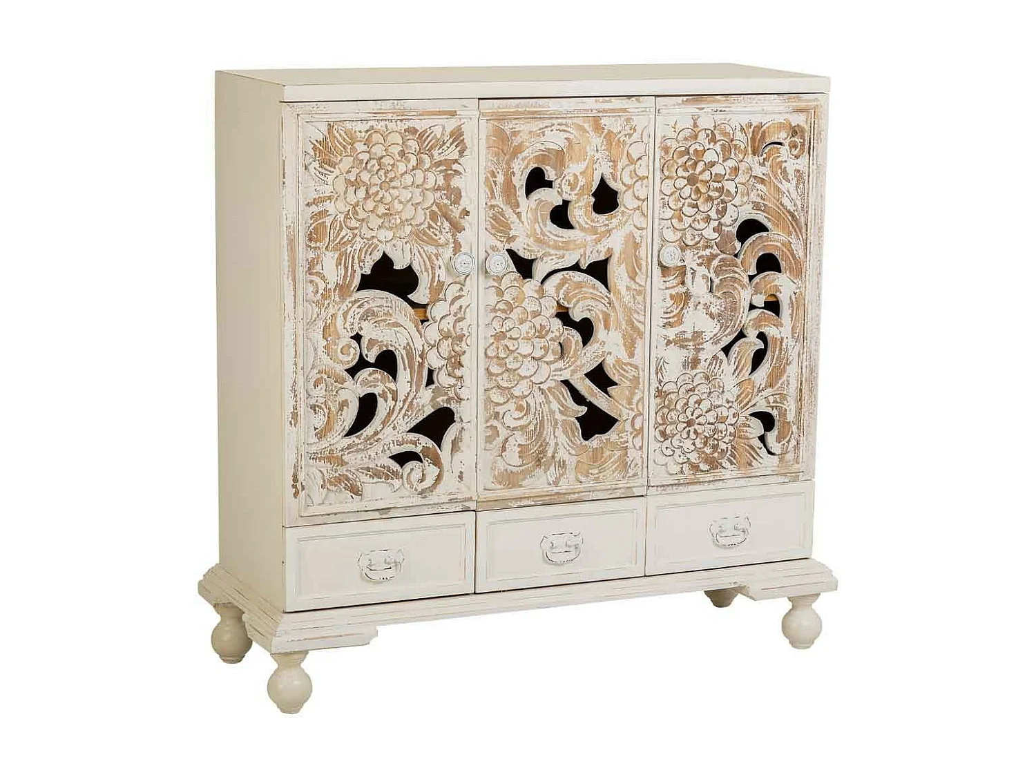 Aparador de madera blanco 115x43x110