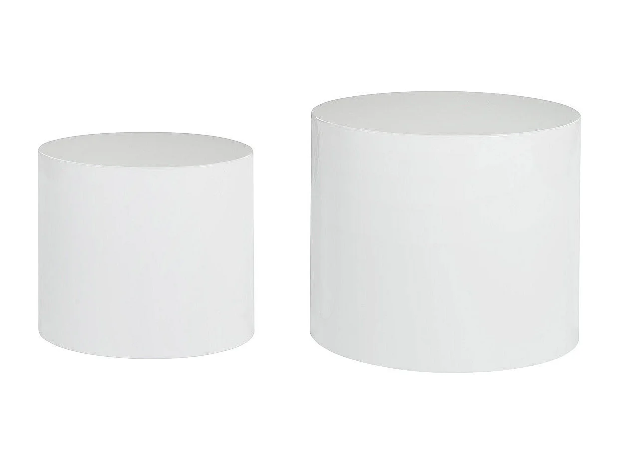 Tables basses gigognes ovales design finition blanc laqué brillant (lot de 2) FAMOSA