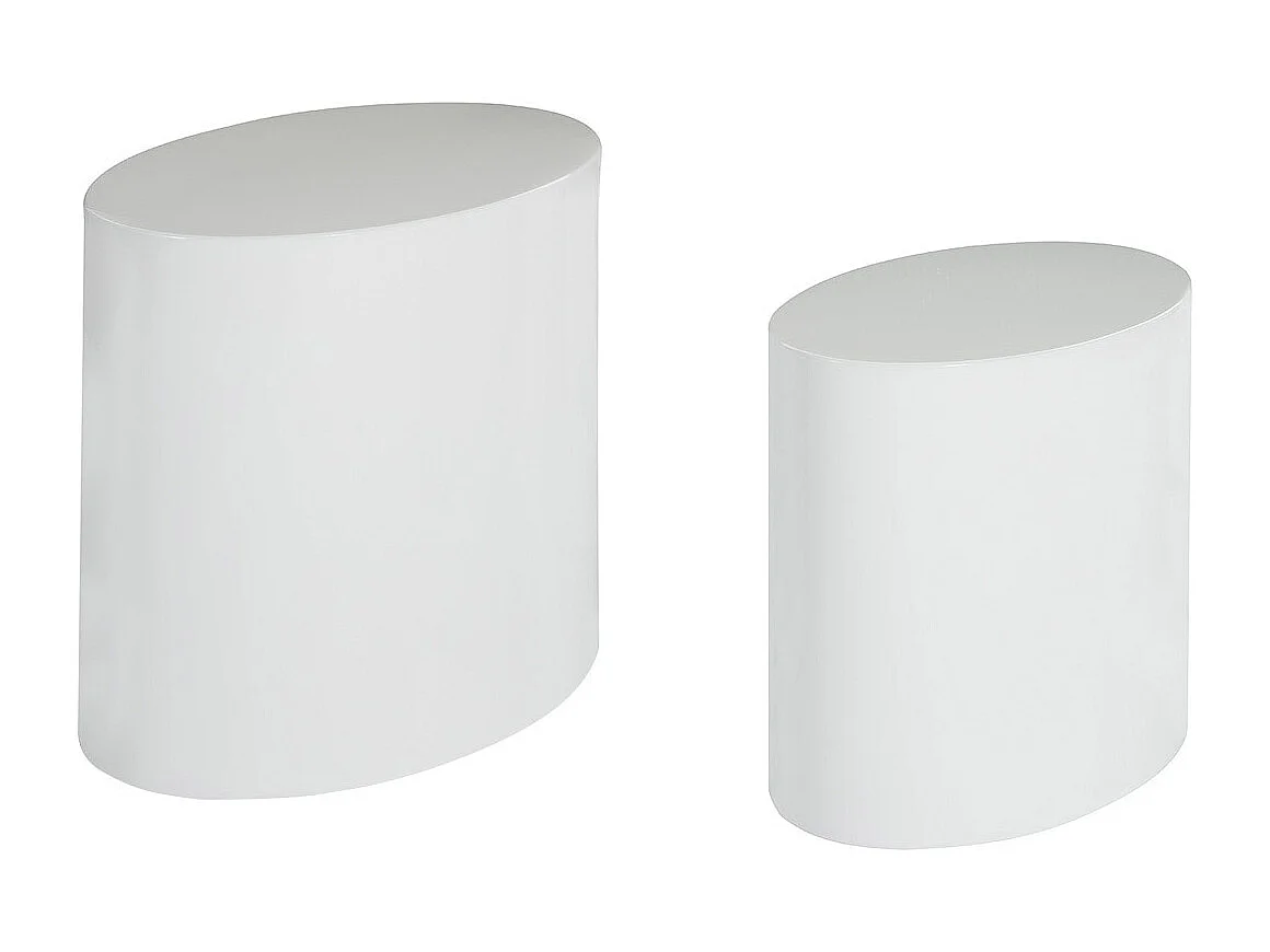 Tables basses gigognes ovales design finition blanc laqué brillant (lot de 2) FAMOSA