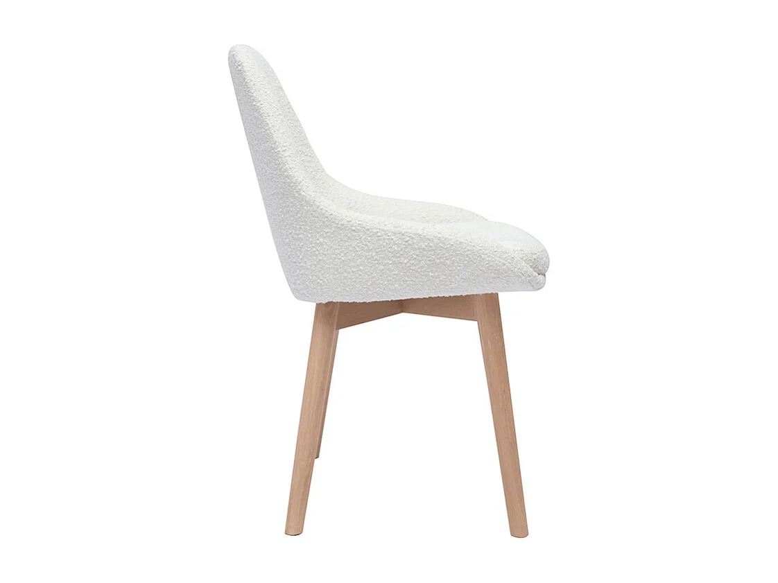 Sedie scandinave in tessuto effetto lana bouclé bianco e legno chiaro massello (set di 2) HOLO