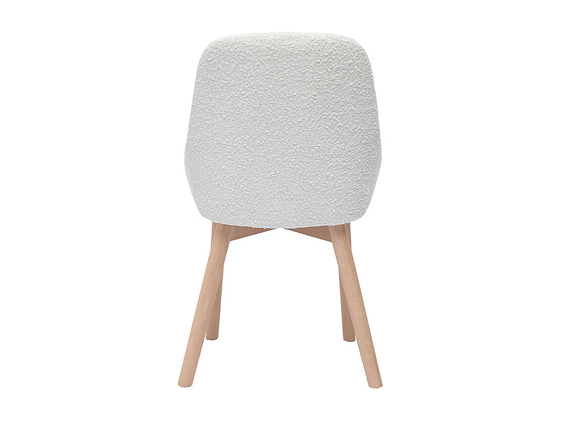 Sedie scandinave in tessuto effetto lana bouclé bianco e legno chiaro massello (set di 2) HOLO