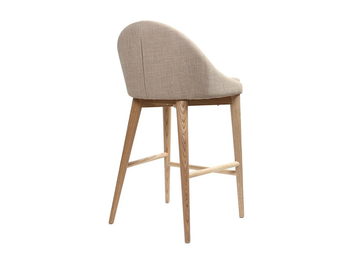 Sgabelli d bar scandinavi in tessuto beige e massello di frassino H66 cm (set di 2) DALIA