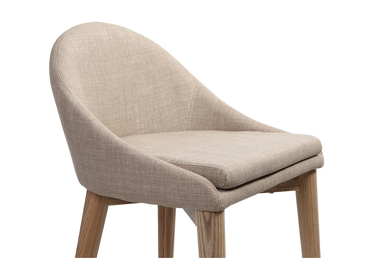 Sgabelli d bar scandinavi in tessuto beige e massello di frassino H66 cm (set di 2) DALIA