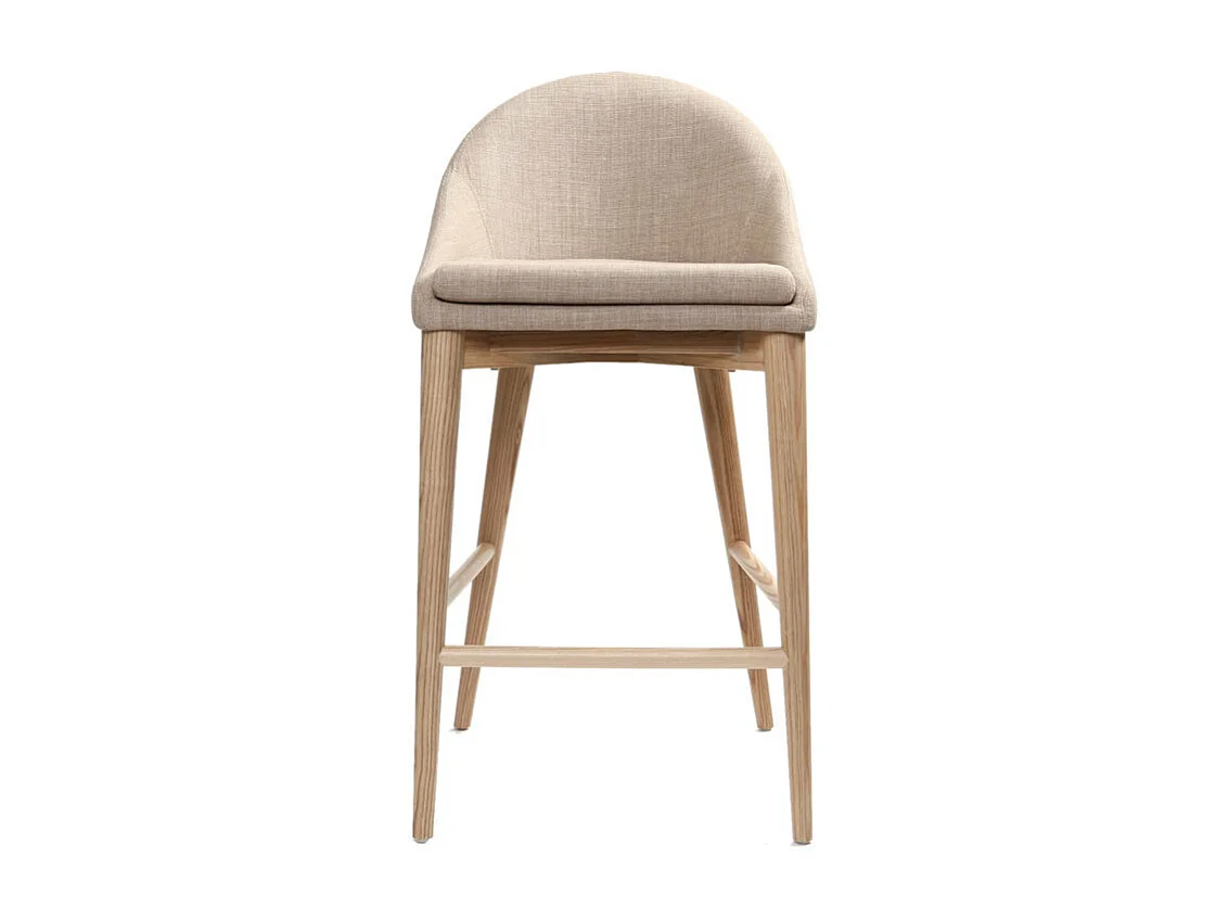 Tabourets de bar scandinaves en tissu beige et frêne massif H66 cm (lot de 2) DALIA