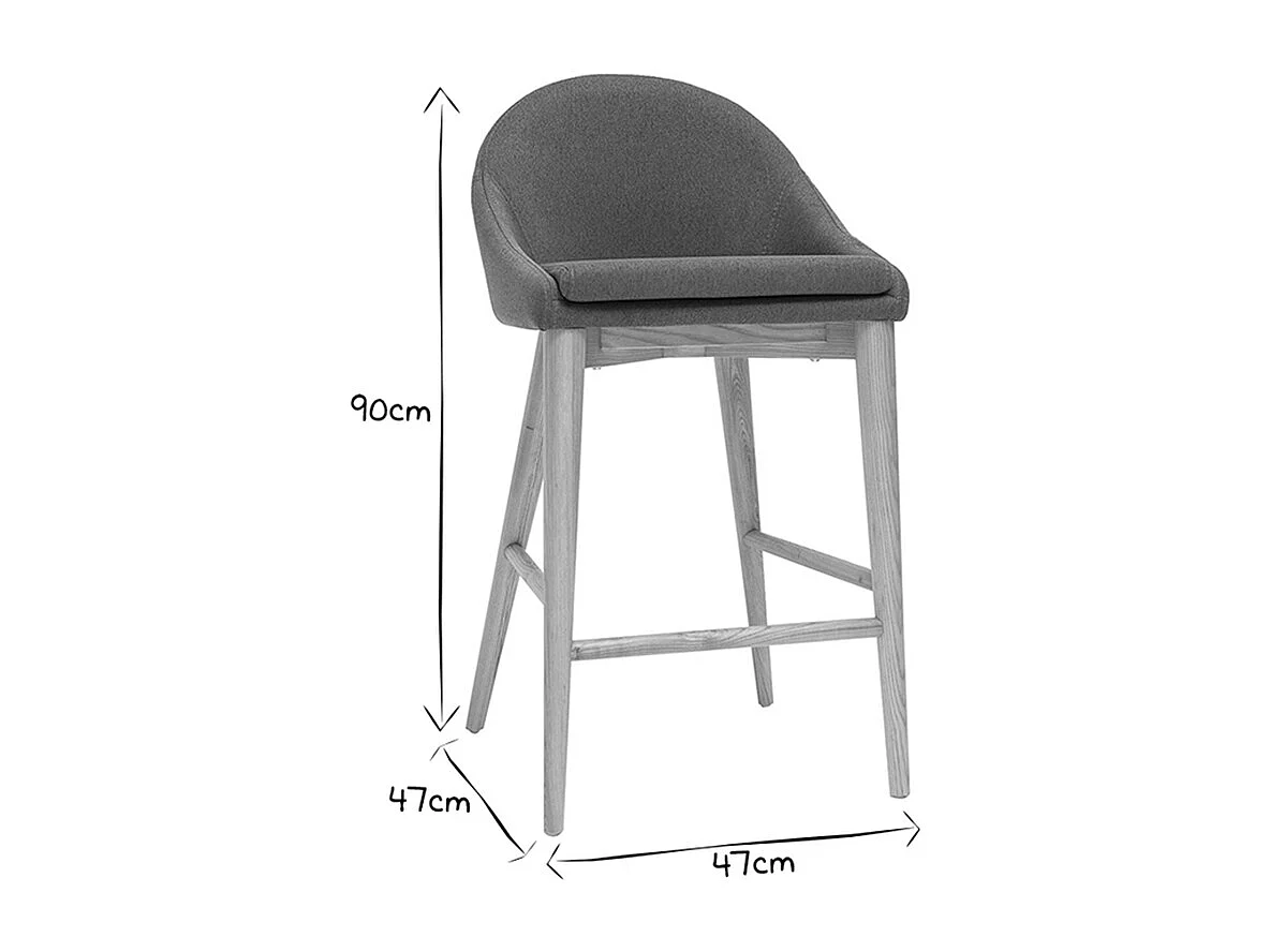 Tabourets de bar scandinaves en tissu beige et frêne massif H66 cm (lot de 2) DALIA