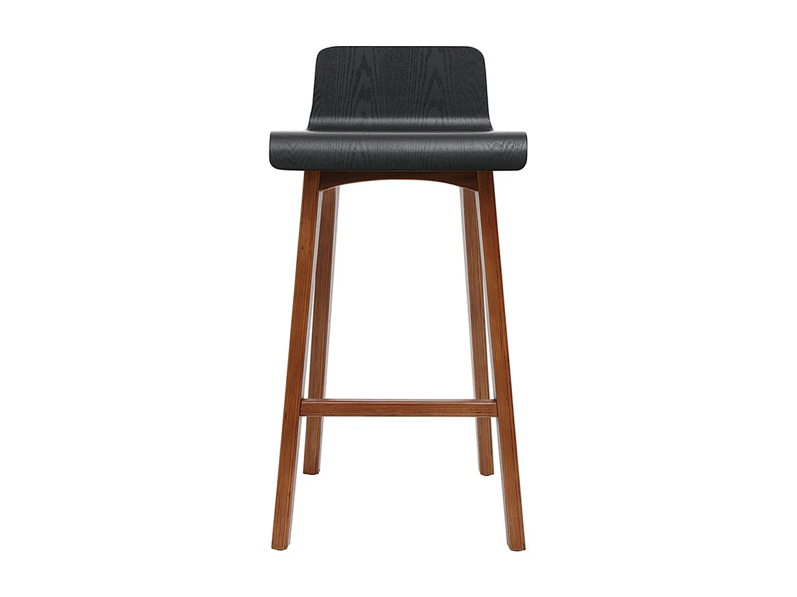 Tabourets de bar scandinaves noyer et noir H65 cm (lot de 2) BALTIK